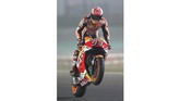Start kedua menjadi milik pebalap Repsol Honda Marc Marquez yang terpaut 0,202 detik dari catatan waktu terbaik Johann Zarco. (AFP PHOTO / KARIM JAAFAR)