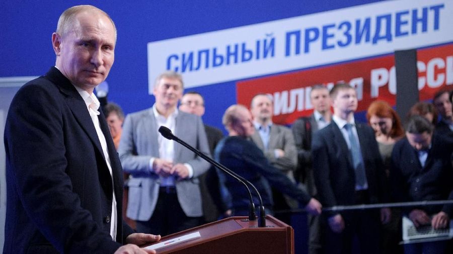 Russian President and Presidential candidate Vladimir Putin attends a news conference at his campaign headquarters in Moscow, Russia March 18, 2018. Sputnik/Alexei Druzhinin/Kremlin via REUTERS ATTENTION EDITORS - THIS IMAGE WAS PROVIDED BY A THIRD PARTY.
