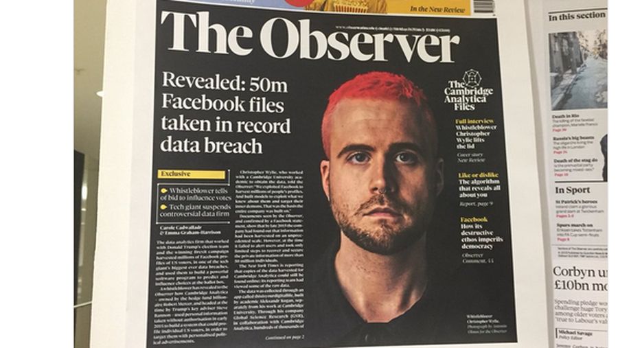 Christopher Wylie pertama kali membocorkan pencurian data pengguna Facebook oleh Cambridge Analytica