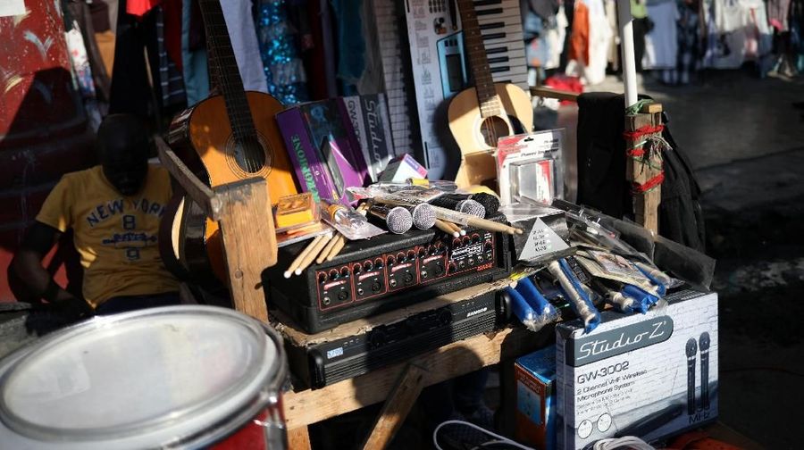 Instruments set on display for sale in a stand of a street of Port-au-Prince, Haiti, April 2, 2018. REUTERS/Andres Martinez Casares