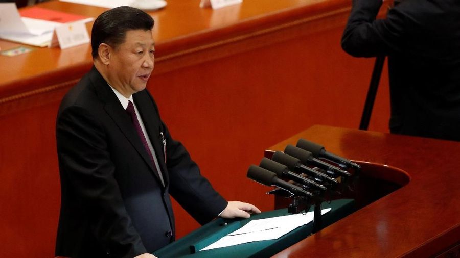 Chinese President Xi Jinping speaks at the closing session of the National People's Congress (NPC) at the Great Hall of the People in Beijing, China March 20, 2018. REUTERS/Damir Sagolj