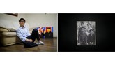 Song Byeok, 48 tahun dan foto keluarganya. Dia adalah seorang seniman propaganda. Ayahnya tewas tenggelam saat berusaha berenang menyeberangi Sungai Tumen pada 2000. Dia akhirnya berhasil meninggalkan Korut pada 2001, membawa sejumlah foto keluarga. (REUTERS/Kim Hong-ji)