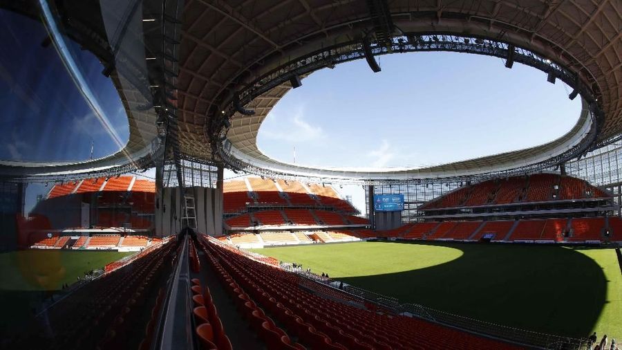 A view shows Ekaterinburg Arena, which will host matches of the 2018 FIFA World Cup in the city of Yekaterinburg, Russia, April 14, 2018. REUTERS/Sergei Karpukhin