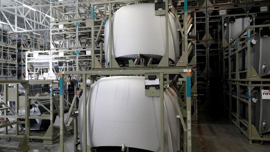 Audi Q5 parts are seen on an assembly line of the German car manufacturer's plant during a media tour in San Jose Chilapa, Mexico April 19, 2018. REUTERS/Henry Romero