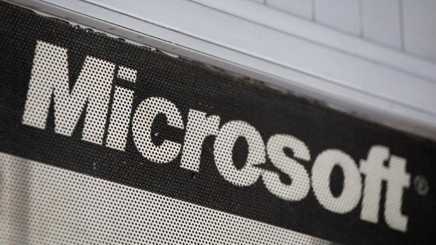 FILE PHOTO: The Microsoft logo is pictured at a service centre in New Delhi, India, April 5, 2018. Picture taken April 5, 2018. REUTERS/Saumya Khandelwal