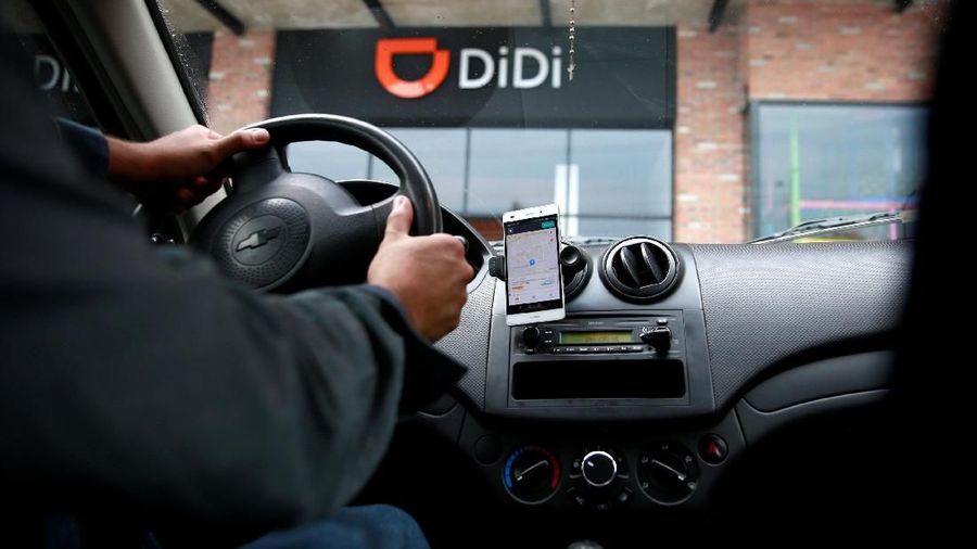 A new driver's mobile phone is seen with the app of Chinese ride-hailing firm, outside the new drivers center in Toluca, Mexico, April 23, 2018. REUTERS/Carlos Jasso