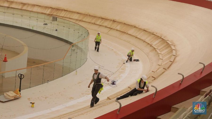 Pengerjaan venue sudah selesai dan saat ini pengerjaan yang masih dilakukan adalah jalur pesepeda di dalam stadion.