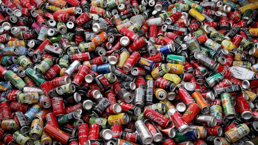 FILE PHOTO: Recycle cans are seen at Veolia Proprete France Recycling company in Gennevilliers, near Paris, France August 24, 2017. REUTERS/Benoit Tessier/File Photo                        GLOBAL BUSINESS WEEK AHEAD