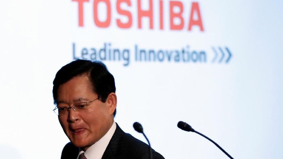 Toshiba Corp's CEO Nobuaki Kurumatani attends a news conference at the company's headquarters in Tokyo, Japan May 15, 2018. REUTERS/Issei Kato