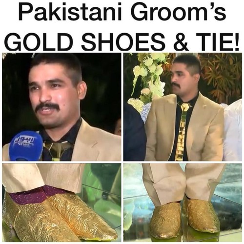 Silau! Pengantin Pria Ini Pakai Dasi dan Sepatu Emas 500 Gram Silau! Pengantin Pria Ini Pakai Dasi dan Sepatu Emas 500 Gram