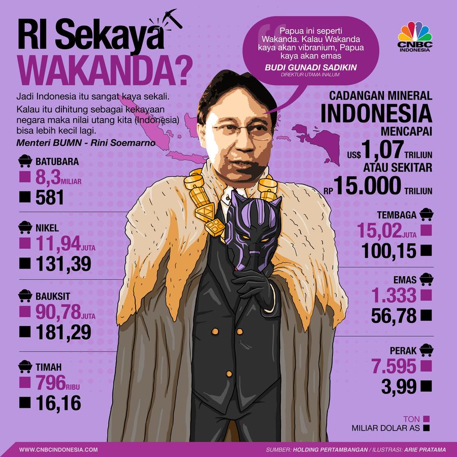 Direktur Utama Inalum Budi Gunadi Sadikin mengungkapkan Inalum beserta empat anak usaha memiliki cadangan mineral dengan nilai Rp 15.000 triliun.