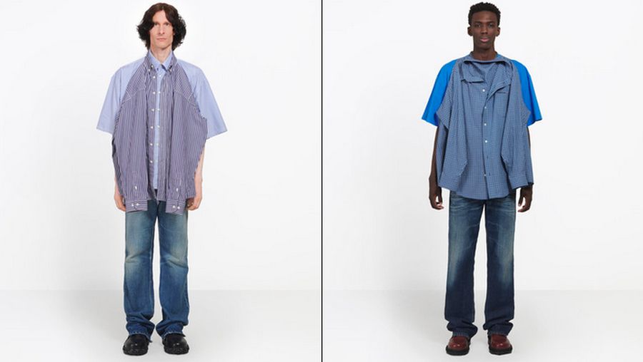 Balenciaga merilis Tshirt-shirt, kaus yang terlihat seperti baju kembar siam karena ditempel dengan kemaja berlengan panjang di depannya.