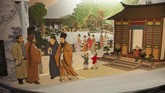 Lukisan diorama yang menceritakan interaksi warga Cina dengan orang muslim di atas perahu, Jumat (4/5). Para utusan Nabi Muhammad tersebut menyebarkan agama Islam dengan penuh kedamaian dan toleransi dengan budaya setempat. (ANTARA FOTO/Nyoman Budhiana)