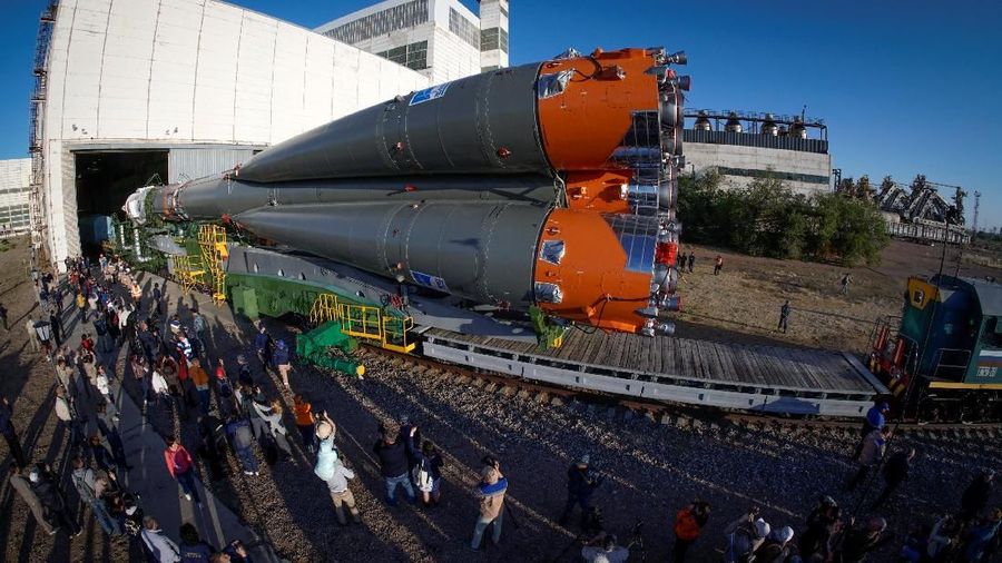 The Soyuz MS-09 spacecraft for the next International Space Station (ISS) crew, formed of astronauts Serena Aunon-Chancellor of the U.S, Alexander Gerst of Germany and cosmonaut Sergey Prokopyev of Russia, is transported from an assembling hangar to the launchpad ahead of its upcoming launch, at the Baikonur Cosmodrome, Kazakhstan June 4, 2018. REUTERS/Shamil Zhumatov
