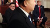 Bagi Kim Jong-un, itu adalah jumpa pers pertama di tengah pertemuan bilateral dengan pemimpin negara lain. (REUTERS/Jonathan Ernst)