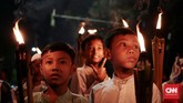 Sementara sejumlah warga menggelar pawai obor, Jakarta dilaporkan sepi konvoi kendaraan. (CNN Indonesia/Andry Novelino)