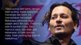 Di tengah-tengah rasa frustasinya akan masalah personal, Johnny Depp juga mengakui ia menggunakan teknik khusus selama syuting, yang juga membenarkan rumor ia menyewa orang untuk membacakan naskah. (AFP PHOTO/Kazuhiro NOGI)