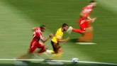 Melawan Tunisia, Belgia menciptakan 12 tembakan tepat sasaran, sejauh ini menjadi yang terbanyak di antara negara-negara lainnya di Piala Dunia 2018.(REUTERS/Kai Pfaffenbach)