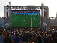 Soccer Football - World Cup - England Fans watch England vs Belgium - Brighton, Britain - June 28, 2018   General view as England fans watch the match on Brighton beach   REUTERS/Henry Nicholls