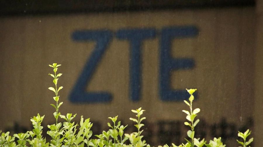 FILE PHOTO: The logo of China's ZTE Corp is seen at the lobby of ZTE Beijing research and development center building in Beijing, China June 13, 2018. REUTERS/Jason Lee/File Photo