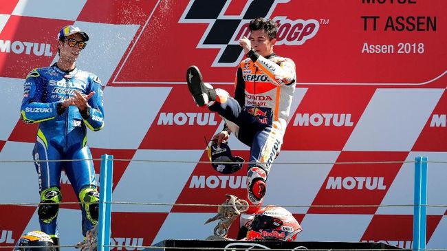 Marquez Senang Rossi Gagal Finis Kedua di MotoGP Belanda
