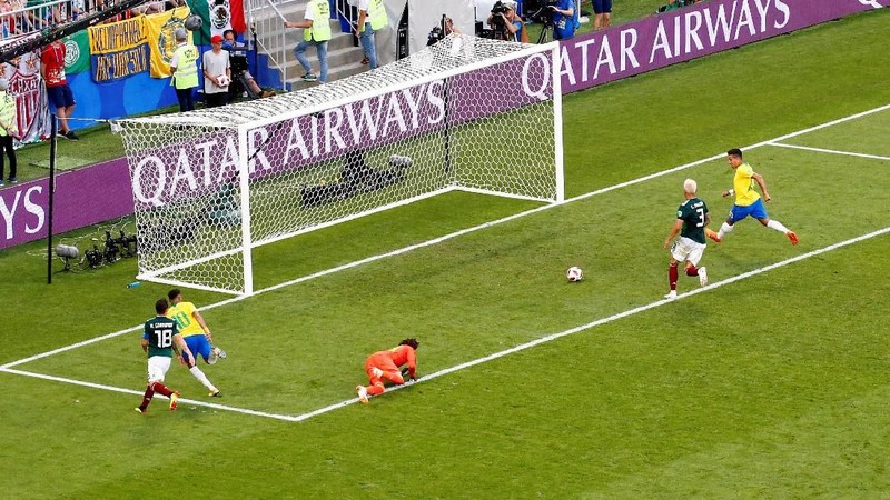 Kemenangan atas Meksiko menjadikan Brasil melenggang ke perempat final Piala Dunia 2018.