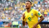 Gaya rambut Neymar kembali berubah di laga lawan Meksiko pada babak 16 besar Piala Dunia 2018. (REUTERS/Carlos Garcia Rawlins)