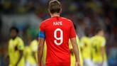 Bomber sekaligus kapten timnas Inggris Harry Kane saat melawan Kolombia. Kane menjadi ancaman utama lini pertahanan Kolombia di laga 16 besar Piala Dunia 2018. (REUTERS/Carl Recine)