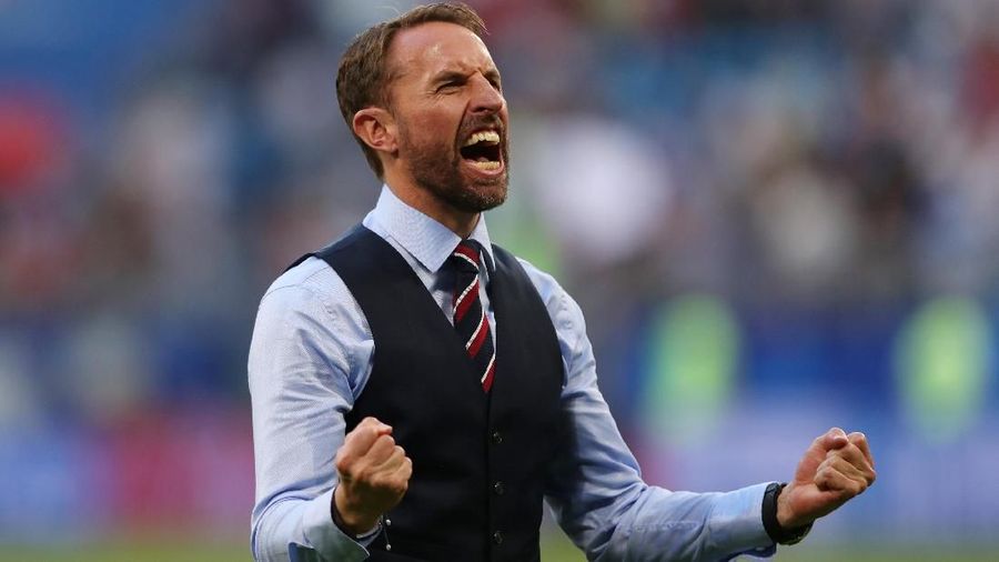 Soccer Football - World Cup - Quarter Final - Sweden vs England - Samara Arena, Samara, Russia - July 7, 2018 England manager Gareth Southgate celebrates after the match REUTERS/Lee Smith