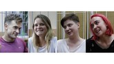 Empat anggota band Pussy Riot yang melakikan aksi cari perhatian di final Piala Dunia 2018. Mereka dikenal di Rusia kerap beraksi untuk memprotes kebijakan yang dianggap 'maskulin'. (REUTERS/Sergei Karpukhin)