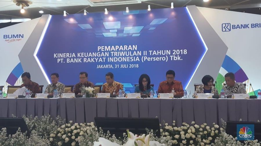 PT Bank Rakyat Indonesia (Persero) Tbk (BRI) mencatat laba bersih sebesar Rp 14,93 triliun pada semester I-2018