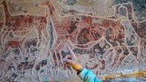 Salah satu lukisan yang terpenting dari temuan di gua Taira ini adalah gambar hewan Llama seperti pada gambar. Ini menunjukkan peran penting hewan tersebut dalam kehidupan gembala di masa lalu. (AFP PHOTO / Martin BERNETTI)