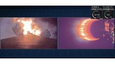 Roket Falcon 9 mendorong satelit dan mesin pendorongnya hingga keluar atmosfer. Setelah keluar atmosfer, lapisan pelindung di ujung roket dilepaskan.