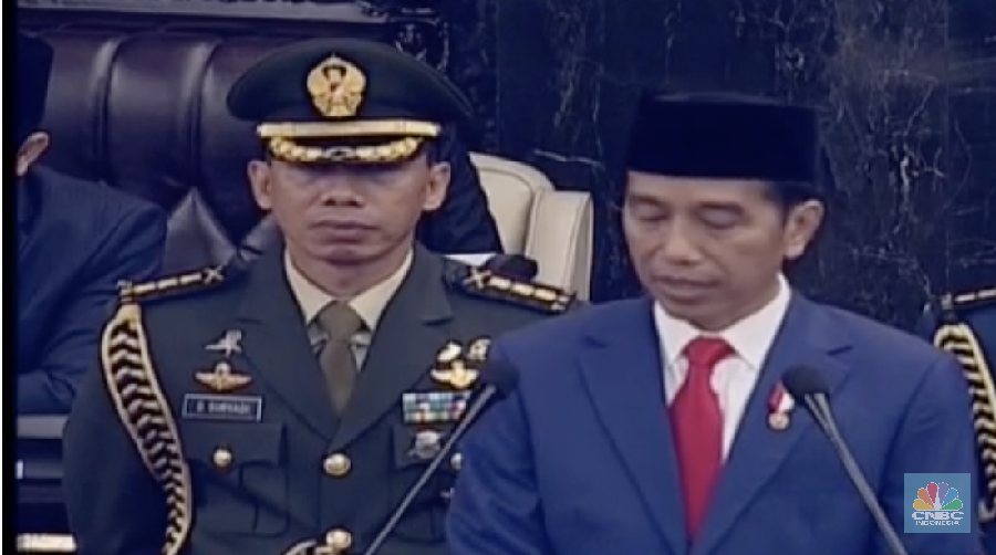Presiden Joko Widodo (Jokowi) menyampaikan pidato kenegaraan dalam sidang tahunan MPR tahun 2018.