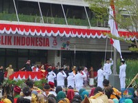 Gaya Menteri Basuki Pimpin Upacara HUT RI-73