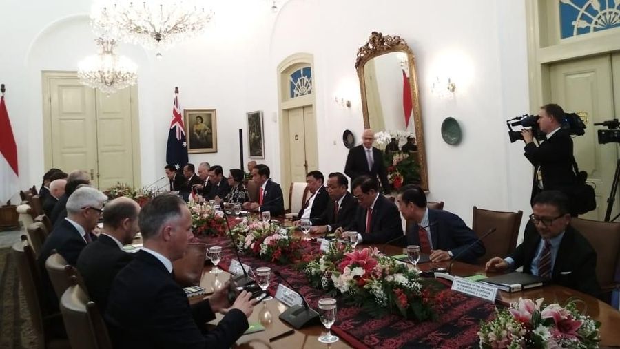 Presiden Joko Widodo menerima kunjungan Perdana Menteri (PM) Australia Scott Morrison di Istana Bogor hari Jumat (31/8/2018).
