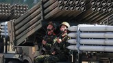 Tentara naik peluncur roket ganda selama parade militer menandai peringatan 70 tahun yayasan Korea Utara di Pyongyang, Korea Utara, 9 September 2018.(REUTERS/Danish Siddiqui)
