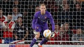 Arsenal menjamu klub asal Ukraina Vorskla Poltava pada laga pertama Grup E Liga Europa musim ini di Stadion Emirates, Jumat (21/9) dini hari WIB. Kiper asal Jerman Bernd Leno menjalani debut bersama Arsenal di laga ini. (REUTERS/David Klein)