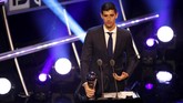 Kiper Belgia, Thibaut Courtois terpilih sebagai kiper terbaik di tahun ini. Penampilannya bawa Belgia ke semifinalPiala Dunia 2018 memegang peranan penting dalam keberhasilan tersebut. (Reuters/John Sibley)
