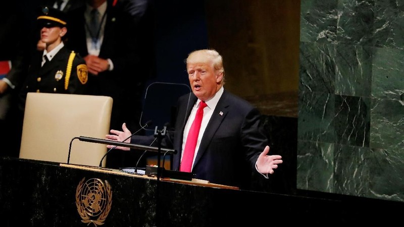 Donald Trump datang ke Sidang Umum Perserikatan Bangsa-Bangsa (PBB) ke-73 dengan didampingi ibu negara Melania Trump