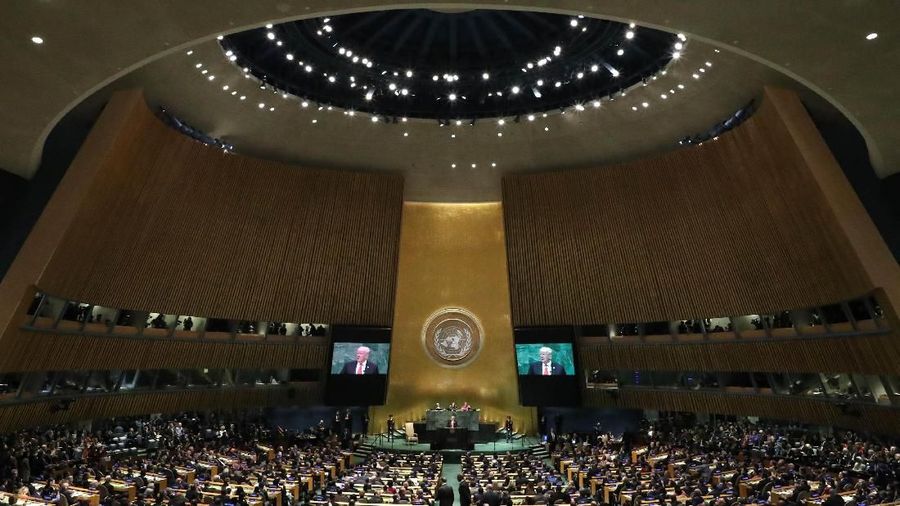 U.S. President Donald Trump addresses the 73rd session of the United Nations General Assembly at U.N. headquarters in New York, U.S., September 25, 2018. REUTERS/Carlo Allegri