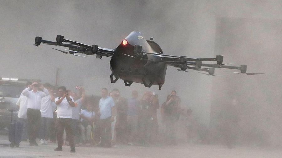 Filipino inventor Kyxz Mendiola tests his flying car during its launch in the province of Batangas, Philippines, September 23, 2018. Picture taken September 23, 2018. REUTERS/Eloisa Lopez      TPX IMAGES OF THE DAY