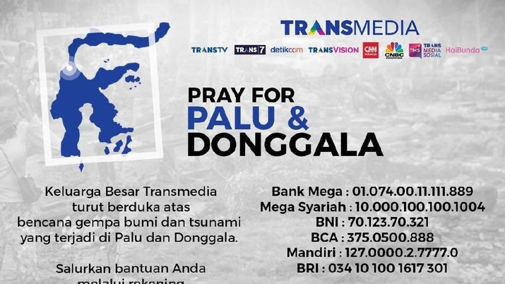 Salurkan Bantuan Bagi Palu Melalui Dompet Amal Transmedia Transmedia membuka Dompet Amal Transmedia bagi korban bencana Palu.