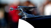Tampilan dari lambang sebuah mobil klasik pada mobil Packard Eight Coupe Chauffeur dalam parade Place de la Concorde yang menjadi bagian dari Paris Motor Show ke-120. (REUTERS/Benoit Tessier)