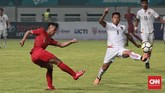 Tidak ada gol tambahan yang dicetak Timnas Indonesia namun mereka juga mampu menahan Myanmar. Skor 3-0 bertahan hingga akhir laga. (CNN Indonesia/Andry Novelino)