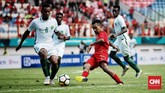 Todd Rivaldo Alberth Ferre yang masuk pada babak kedua tidak mampu menghindarkan Timnas Indonesia dari kekalahan 1-2 dari Arab Saudi. (CNN Indonesia/Andry Novelino)