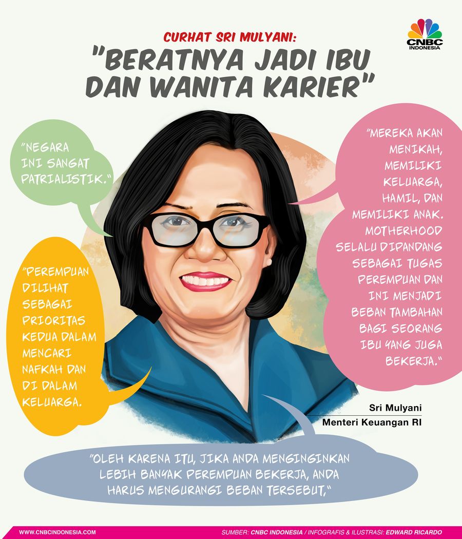 Menteri Keuangan Sri Mulyani Indrawati menceritakan betapa menantangnya menjadi seorang ibu sekaligus wanita karier.