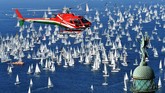 Tak hanya di laut, Barcolana juga mengadakan acara di darat. Beberapa di antaranya adalah Barcolanda Village, Barcolana in Music, dan FuoriRegata. (Vincenzo PINTO / AFP)