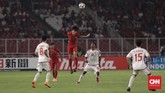 Timnas Indonesia U-19 bermain agresif sejak menit awal demi mengemas kemenangan atas wakil Asia Barat. (CNN Indonesia/ Hesti Rika)