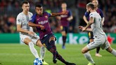Bermain tanpa Lionel Messi, Barcelona tetap mampu tampil dominan dan menghasilkan serangan-serangan berbahaya ke gawang Inter Milan. (REUTERS/Albert Gea)